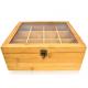 Transparent Lidded Wooden Box 12 Compartments Wood Tea Box Organizer