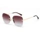 Rectangle Trimmed Women Rimless Crystal Sunglasses 140mm Metal Frame Polarized