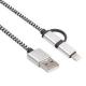 2-In-1 Durable Lightning To USB Data Sync Charging Cable , Cell Phone Usb Power Cable