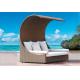 Popular resin PE rattan wicker round sofa bed canopy shade pool outdoor daybed with canopy--3001