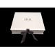 White Foldable Paperboard Apparel Packaging Box With Ribbon Closure