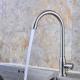 SUS304 Cold Water Only Kitchen Tap Single Handle Swivel Spout SN Finish