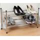 Chrome Tube Shoe Display Stand / Two Tier Stacked White Metal Shoe Rack