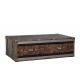 Stainless Steel Side Coffee Table 1.3M Length 4 Drawers Top Genuine Leather Handle