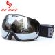 Big Spherical Black Mirrored Ski Goggles , Anti Scratch Tinted Snowboard Goggles