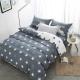 Grey And White Polyester Home Bedding Sets Embroidered Printed Queen Size