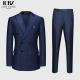 Men's 2 Pieces Suit Vertical Striped Gun Lapel Double-breasted 6 Buttons Formal Suit