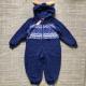 Cute Navy Baby Boy Fleece Romper 100% Polyester With Antler