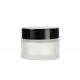 Facial Cream Odm Glass Cosmetic Containers Empty 50 G Clear Frosted Round With Black Lids