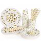 SGS Gold Dot Theme Party Decoration Compostable Disposable Dishware