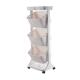 Beige 3 Tier Tall Rolling Laundry Cart With 3 Removable Hamper