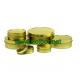 gold color round shape 2 pieces seamless shallow tin container