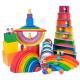 Game 60cm Natural Wooden Rainbow Stacker Baby Laser Carving