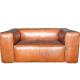 Relaxed SGS ISO Real Tan Leather Sofa Set Broad Arms Structured Cushions