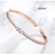 Womens Trendy Wrist Snap Bracelet Rhinestone Stainless Steel Bangle