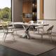 Luxury Stainless Steel Marble Square Dining Room Tables Length 1.8M