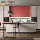 CLASSIC Scandinavian Design Kitchen Cabinets with Pink ENF Panel and Small Island Table