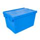 600x400x315mm Logistic Transport Nesting Plastic Moving Box with Attached Lid Blue