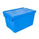 Transportation Plastic Crate with Attached Lid Industrial Stackable Security Container