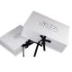 white flap foldable magnet Cloth Paper Box with black ribbon