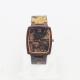Square Mens Black Leather Watch Eco Friendly Cork Band No Harm To Skin