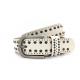 White 2 Row Womens Studded Wide Leather Belt 1-1/4 Inch Width