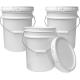 Round White 5 Gallon Bucket With Lid For Animal Feed Storage