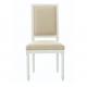 White Natural oak wood frame linen fabric wooden dining chair