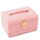 Travel Ornaments Leather Jewelry Box Lockable Square Shape Eco Friendly