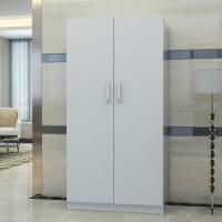 New Design Three Doors Particle Board Wardrobe With Wood Shelves And Hangers
