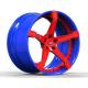 24 Inch ET50 2 Piece Forged Rims Brushed Blue Gloss Red Wheels