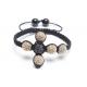 Shamballa Cross Bracelet, Clear & Black Crystal Pave Alloy Beads