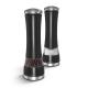Black push electric electronic salt & pepper mill set stainless steel