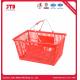 Shopping Mall Plastic Trolley Basket with 2 Handles 28L