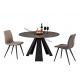 Round Stone Look Dining Table , Tempered Glass Dining Table Heavy Duty Steel Leg