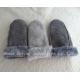 Wholesale Economic Soft Hand Sewn Double Stitching Real Lamb fur Patched Shearling Sheep Skin Cheap Winter Leather Mitten Gloves