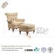 Wooden Feet Upholstered Leisure Chair Ottoman Traditional Button Tufted