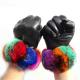 Beautiful design colorful real sheepskin leather gloves with rabbit fur