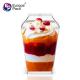 Hot sale 100% food grade 160ml square shape disposable transparent plastic yogurt cup with lid