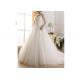 Custom Color Ball Gown Bridal Dresses With Tulle Tail / Off Shoulder Wedding Ball Gown