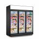 Glass door deep freezer frozen food display refrigerator with fan cooling system