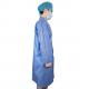 Hospital Use Dark Blue Medical Long Lab Coat With Snaps Closure And Shirt Collar