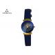 Fashion Ladies Fancy Watches , Blue Leather Strap Watch Round Alloy Shell