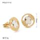 Cute Gold Plated Stainless Steel Earrings Round / Women Jewelry