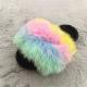 Fashion Multi - Color Spliced Vamp With Plush Middle Sole Fluffy Slippers Real Fox Fur Slide For Women