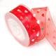 Red Polyester Printed Sheer Ribbon With Foil Gold Gifts Wrapping 22mm Width