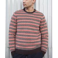 100 % Lambswool Jacquard Knit Sweater Fair Isle Floating For Male Striped