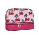 Women Waterproof PU Leather Portable Travel Printed Makeup Bag With Mirror