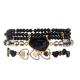 Cool Lady Round Beads Bracelet Set Black Facted Small Size With Druzy Charm