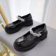 Children Light Casual Shoes , Back To School Girls Comfortable Leather Shoes Black